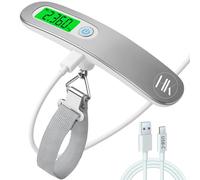 HKaizen Peso valigie da viaggio digitale 50 kg LCD ricaricabile USB C | Bilancia valigia precisa e compatta | Pesa bagaglio a mano Aeroporto | Bilancia per pesare valigie Viaggio