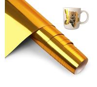 HKC Rotolo di vinile adesivo, 30,5 cm x 400 cm, in vinile, cromato, oro per Cricut, pellicola autoadesiva per Silhouette Cameo, Vinilo Adhesivo permanente per tazza fai da te, finestra, ceramica