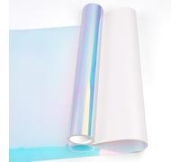 HKC Rotolo di vinile adesivo bianco olografico, 30cm x 183cm pellicola autoadesiva per Cricut, vnile per Silhouette Cameo, vinile adesivo permanente per tazza fai da te, finestra, ceramica, plastic