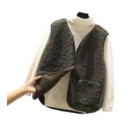 Hkdjaess Gilet da donna in pile cappotto senza maniche in pile caldo con tasca 2025 morbido taglio classico di grandi dimensioni ragazze tinta unita giacca moda bottoni trapuntati giacca tasche
