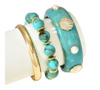 Hkfgdjdl 1 set Bold Sea Inspired multistrato impilabile braccialetto con Shell ondulato design leggero resina ferro gioielli per le donne