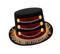 Hkfgdjdl Cappello a cilindro vintage da circo con nappe, accessorio per costume da spettacolo classico