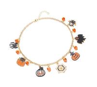 Hkfgdjdl Collana a forma di zucca, per Halloween, con gatti e zucche, gioiello per feste, regolabile, portatile, in lega, accessorio per feste
