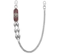 Hkfgdjdl Dark Outsider - Catena da cintura con teschio misto ferro e vera pelle, per uomo e donna, aggiunta alla moda nervosa