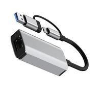 Hkfgdjdl Doppio adattatore di rete USB A e USB C a RJ45 Gigabit Ethernet 2,5 Gbps 1 Gbps ad alta velocità Plug and Play per vari S