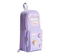 Hkfgdjdl Grande capacità Penna Bag Cartoon Matita Pouch Tre strati Zip Pen Case Standing Pencil Bag per Kid