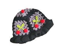 Hkfgdjdl Morbido cappello da pescatore in tessuto acrilico con accenti di ciliegie per donne e bambini, design leggero e traspirante per viaggi all'aperto