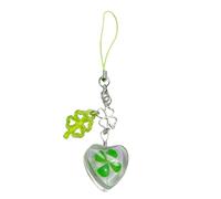 Hkfgdjdl Portachiavi portafortuna con quattro foglie di erba, ciondolo in vetro, cordino per telefono, accessorio per borsa, design sicuro