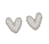 Hkfgdjdl Romance Cuore Forma Orecchino Clip Orecchino Clip On Charm Per Freeclip 1 2 Con Zirconi Pietre Elegante Accessorio