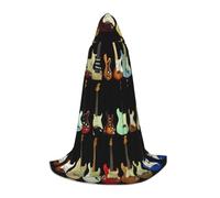 HKHLHLH Art Guitar Pattern Witch Vampire Wizard Costume Capo con cappuccio per adolescenti ballo in maschera Halloween Party Cosplay