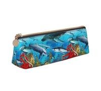 HKHLHLH Astuccio multifunzione per bambini, con delfini, tartaruga marina, squalo, polipo, barriera corallina, per bambini, per scuola, lavoro, viaggi, bianco, Taglia unica, Organizer per borse