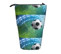 HKHLHLH Astuccio porta penne con supporto telescopico a forma di pallone da calcio, per ragazze, ragazzi, studenti, Nero , Taglia unica, Organizer per borse