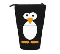 HKHLHLH Astuccio portamatite telescopico a forma di pinguino, con supporto in piedi, per ragazze, ragazzi, studenti, Nero , Taglia unica, Organizer per borse