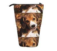 HKHLHLH Astuccio portamatite telescopico con supporto in piedi, con immagine di beagle, per ragazze, ragazzi, studenti, Nero , Taglia unica, Organizer per borse