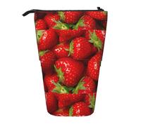 HKHLHLH Astuccio portapenne telescopico a forma di fragola rossa, con supporto verticale, per cosmetici, per ragazze, ragazzi e studenti, Nero , Taglia unica, Organizer per borse