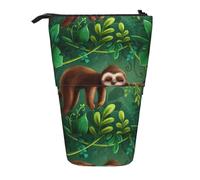 HKHLHLH Astuccio portapenne telescopico con bradipo che si rilassa sull'albero della giungla, carino e divertente, per ragazze, ragazzi e studenti, Nero , Taglia unica, Organizer per borse