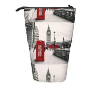 HKHLHLH Astuccio rosso con cabina telefonica London Street, portapenne, telescopico, pop up, per ragazze, ragazzi e studenti, Nero , Taglia unica, Organizer per borse