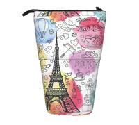 HKHLHLH Astuccio telescopico per matite con Tour Eiffel di Parigi, con supporto telescopico, per ragazze, ragazzi e studenti, Nero , Taglia unica, Organizer per borse