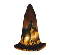 HKHLHLH Black Horses Red Glowing Clouds Witch Vampire Wizard Costume Capo con cappuccio per adolescenti ballo in maschera Halloween Party Cosplay