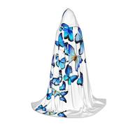 HKHLHLH Blue Butterfly Witch Vampire Wizard Costume con cappuccio Mantello per adolescenti Masquerade Ball Halloween Party Cosplay