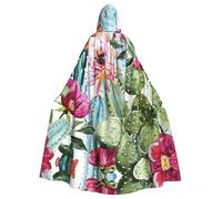 HKHLHLH Cactus Succulente Rosa Unisex Con Cappuccio Mantello Lungo Mantello Per Halloween Mantello Costumi Con Cappuccio Mantello Del Capo Mascherata Dress Up