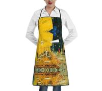 HKHLHLH Cafe Terrace At Night - Grembiule da cucina unisex, con stampa alla moda, con grande tasca, lavabile in lavatrice, per cuocere al forno, disegno, barbecue