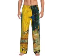 HKHLHLH Cafe Terrace At Night - Pantaloni da pigiama da uomo, morbidi, con tasche regolabili e coulisse, Nero , XXL