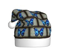 HKHLHLH Cappello di Natale con stampa a farfalla blu, ideale per Capodanno, cerimonie annuali, raduni festivi, accessori per feste