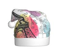 HKHLHLH Cappello di Natale con stampa della Torre Eiffel di Parigi francese, ideale per Capodanno, cerimonie annuali, incontri festivi, accessori per feste