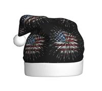 HKHLHLH Cappello natalizio con stampa di fuochi d'artificio con bandiera americana, ideale per Capodanno, cerimonie annuali, riunioni festive, accessori per feste