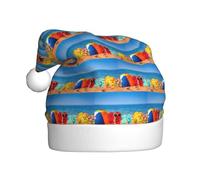 HKHLHLH Cappello natalizio con stampa su una spiaggia sabbiosa, ideale per Capodanno, cerimonie annuali, incontri festivi, accessori per feste