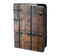 HKHLHLH Caso rustico del supporto del passaporto di stampa della porta di legno della stalla 5.5 Inch con l'organizzatore della carta di credito del documento per il, Nero , Taglia unica