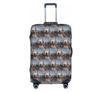 HKHLHLH Cat and Reflection Tiger Animal Print Copertura elastica per valigie con cerniere laterali invisibili stampate protegge i bagagli da polvere graffi, bianco, L