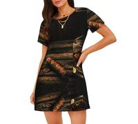 HKHLHLH Cigar & Whiskey - Camicia da notte da donna, a maniche corte, con scollo rotondo, pigiama, Nero , L