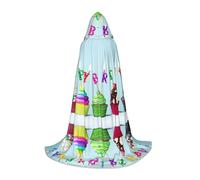 HKHLHLH Colorato Buon Compleanno Cupcakes Strega Vampiro Mago Costume Mantello Con Cappuccio Per Adolescenti Masquerade Ball Halloween Party Cosplay