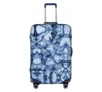 HKHLHLH Copertura elastica blu scuro della valigia della stampa del marmo con le cerniere invisibili laterali della stampa protegge i bagagli dai graffi della polvere, bianco, XL