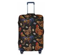 HKHLHLH Copertura elastica della valigia della stampa del pollo con le cerniere invisibili laterali della stampa protegge i bagagli dai graffi della polvere, bianco, M