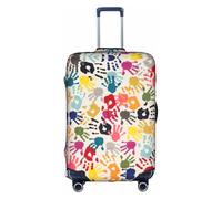 HKHLHLH Copertura elastica della valigia della stampa della mano con le cerniere invisibili laterali della stampa protegge i bagagli dai graffi della polvere, bianco, L