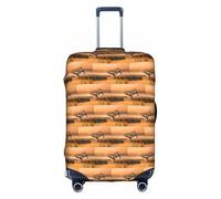 HKHLHLH Copertura elastica della valigia della stampa dell'anatra della pittura a olio con le cerniere invisibili laterali della stampa protegge i bagagli dai graffi della polvere, bianco, S