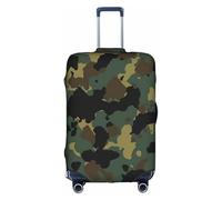 HKHLHLH Copertura elastica della valigia di stampa del modello del camuffamento con le cerniere invisibili laterali della stampa protegge i bagagli dai graffi della polvere, bianco, M