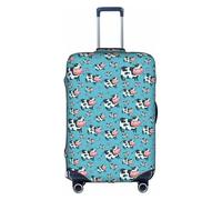 HKHLHLH Copertura elastica della valigia di stampa della mucca con le cerniere invisibili laterali della stampa protegge i bagagli dai graffi della polvere, bianco, S