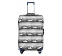 HKHLHLH Copertura elastica grigia per valigie con stampa di pietre zen, con cerniere laterali invisibili, protegge i bagagli da polvere e graffi, bianco, M