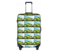 HKHLHLH Copertura elastica per valigia con stampa di campi da golf sulla spiaggia con cerniere laterali invisibili per proteggere i bagagli dai graffi della polvere, bianco, S