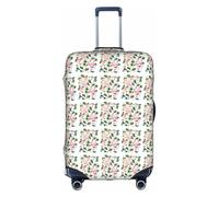 HKHLHLH Copertura elastica per valigia con stampa di foglie rotonde con fenicotteri e cerniere laterali invisibili, protegge i bagagli da polvere e graffi, bianco, XL