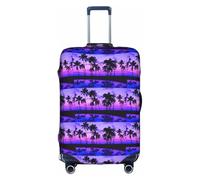HKHLHLH Copertura elastica per valigia con stampa di palme viola tramonto con cerniere laterali invisibili per proteggere i bagagli da polvere graffi, bianco, M