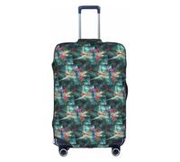 HKHLHLH Copertura elastica per valigia con stampa libellula sul fiore con cerniere laterali invisibili per proteggere i bagagli da polvere graffi, bianco, M