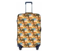 HKHLHLH Copertura elastica per valigia con stampa tropicale di palme e tramonto con cerniere laterali invisibili per proteggere i bagagli da polvere graffi, bianco, XL