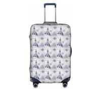 HKHLHLH Copertura elastica per valigie con stampa a forma di bussola nautica, con cerniere laterali invisibili, protegge i bagagli da polvere e graffi, bianco, L