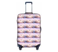 HKHLHLH Copertura elastica per valigie con stampa a forma di cuore di cigno con cerniere laterali invisibili per proteggere i bagagli da polvere e graffi, bianco, M