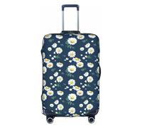 HKHLHLH Copertura elastica per valigie con stampa a margherite con cerniere laterali invisibili per proteggere i bagagli dai graffi della polvere, bianco, S